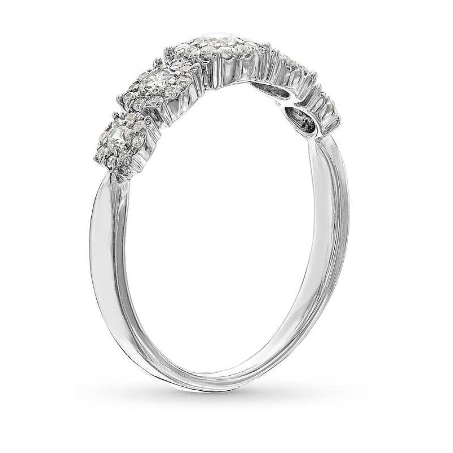 Rings Zales | 1/2 Ct. T.W. Diamond Frame Five Stone Band In 10K White Gold