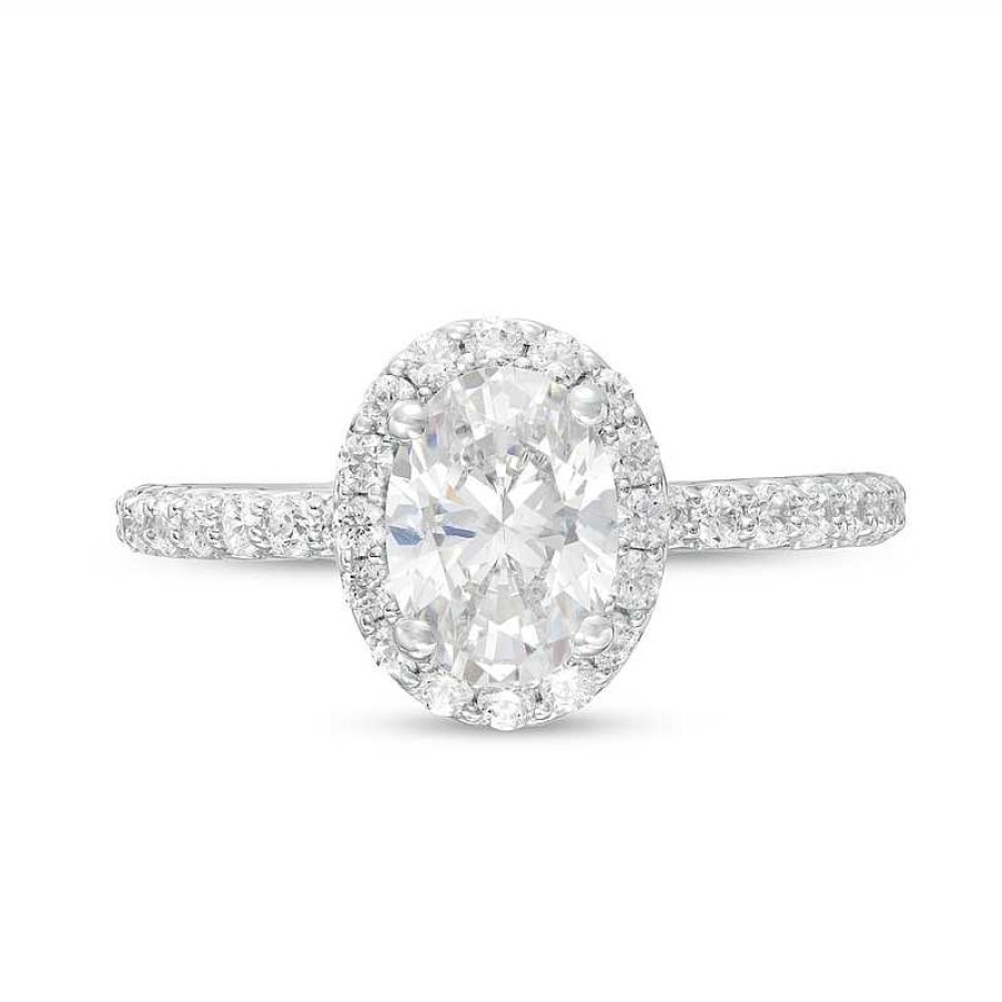 Rings Zales | 1-1/2 Ct. T.W. Certified Oval Lab-Created Diamond Frame Engagement Ring In 14K White Gold (F/Vs2)