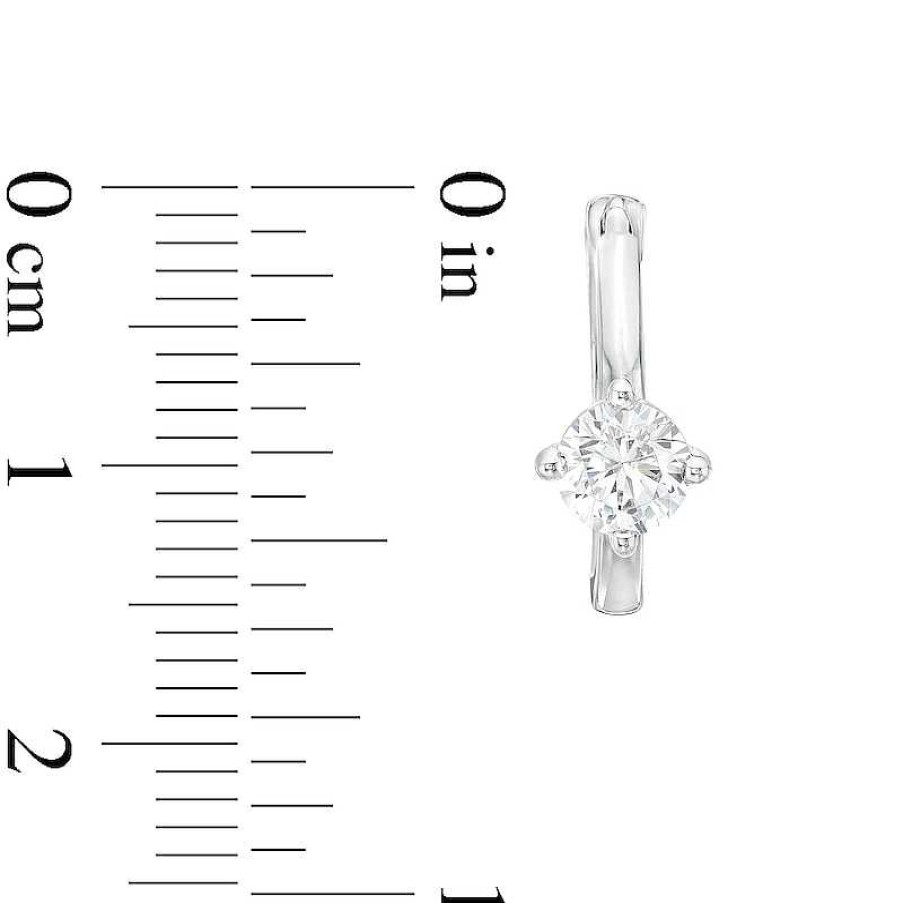 Earrings Zales | 1 Ct. T.W. Certified Lab-Created Diamond Solitaire Hoop Earrings In 14K White Gold (F/Si2)