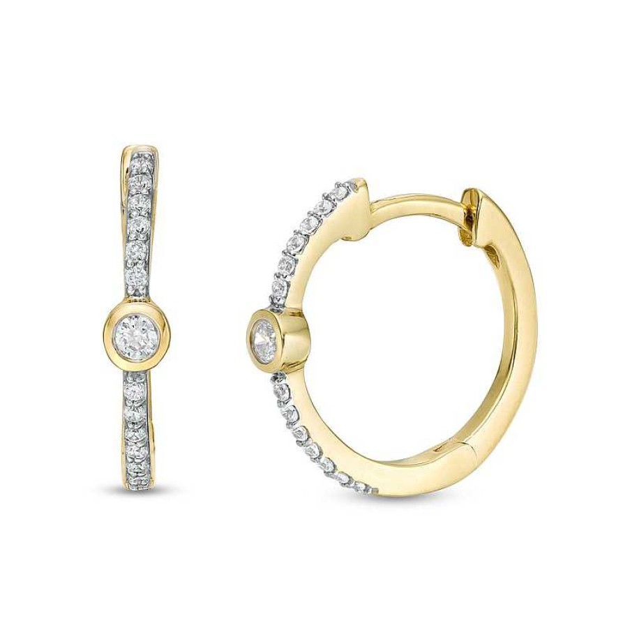 Earrings Zales | 1/6 Ct. T.W. Diamond Hoop Earrings In 10K Gold