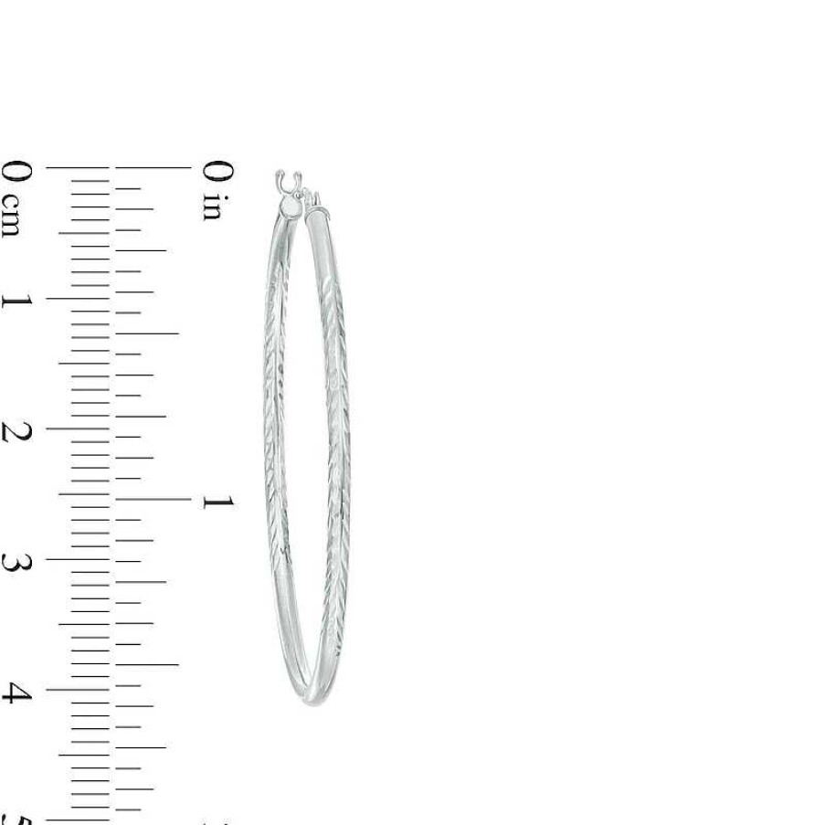 Earrings Zales | 30Mm Diamond-Cut Twisted Hoop Earrings In 14K White Gold