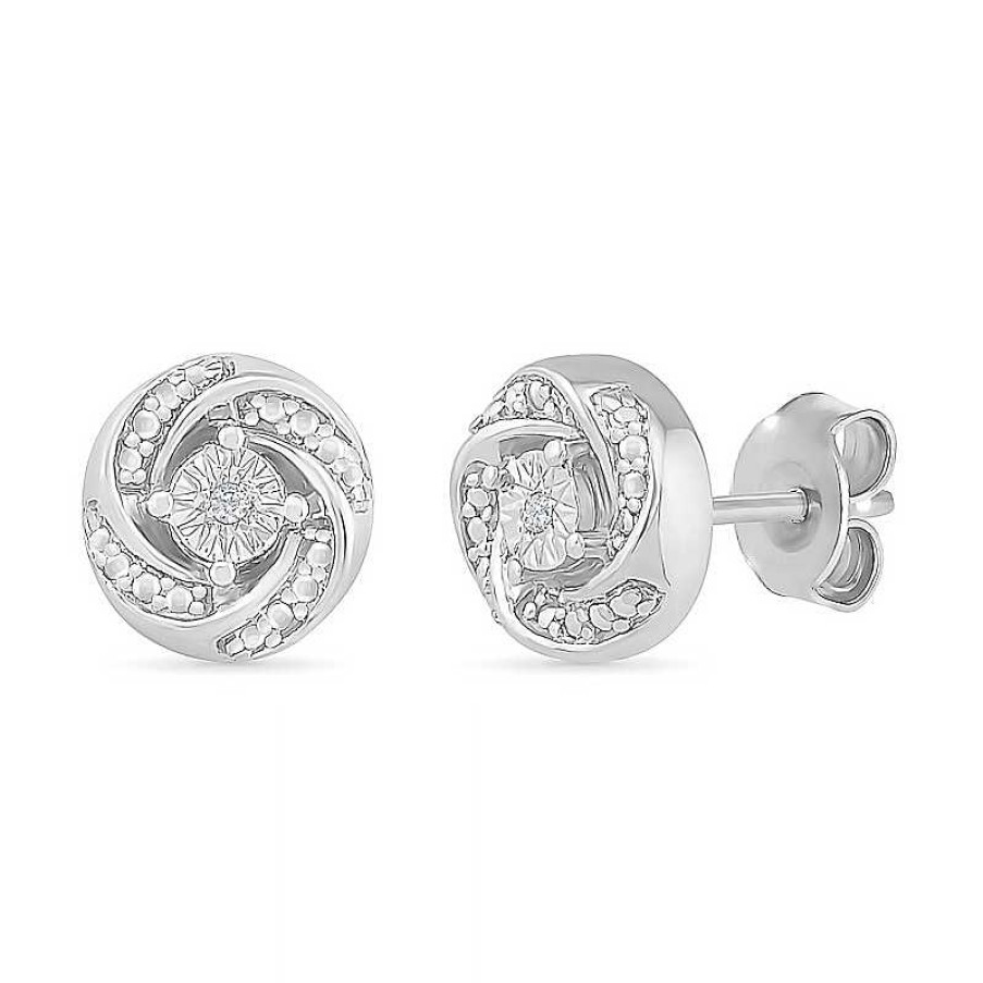 Earrings Zales | Diamond Accent Spiral Stud Earrings In Sterling Silver