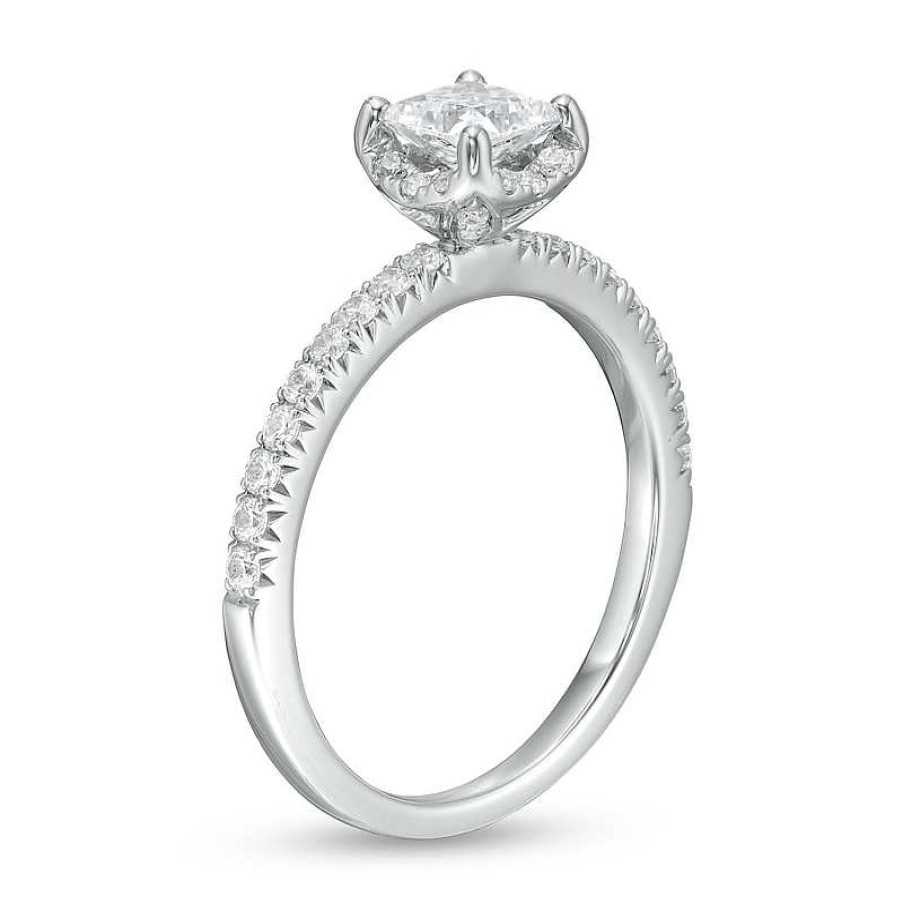 Rings Zales | 1 Ct. T.W. Princess-Cut Diamond Cushion Frame Engagement Ring In 14K White Gold (I/I2)