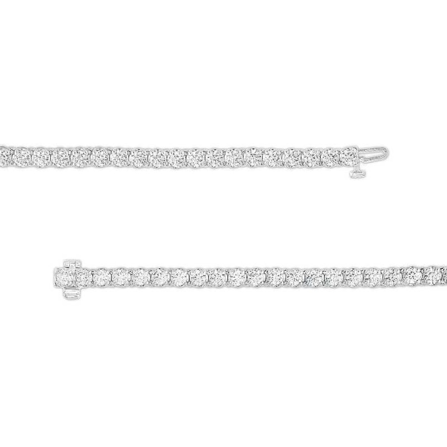 Bracelets Zales | Men'S 7 Ct. T.W. Certified Lab-Created Diamond Tennis Bracelet In 14K White Gold - 8.47"