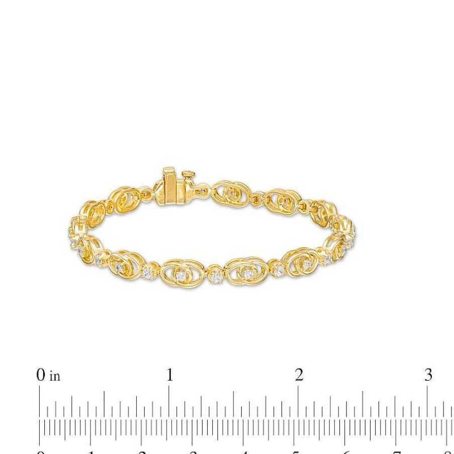 Bracelets Zales | You Me Us 1 Ct. T.W. Diamond Interlocking Oval Link Bracelet In 10K Gold