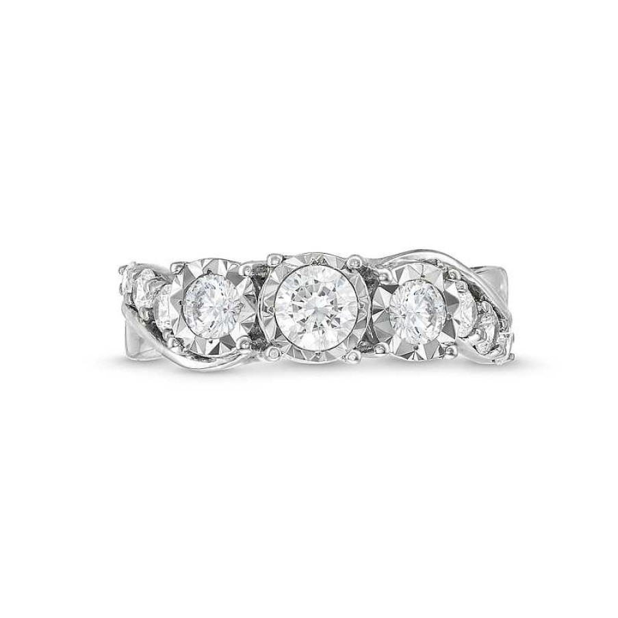 Rings Zales | 1 Ct. T.W. Diamond Past Present Future® Engagement Ring In 10K White Gold (I/I3)