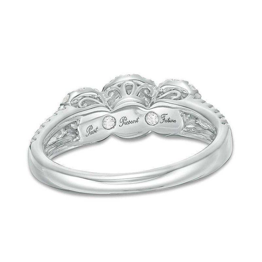 Rings Zales | 1 Ct. T.W. Diamond Past Present Future® Frame Engagement Ring In 14K White Gold