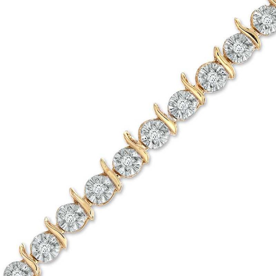 Bracelets Zales | 3/8 Ct. T.W. Diamond "S" Line Bracelet In 10K Gold