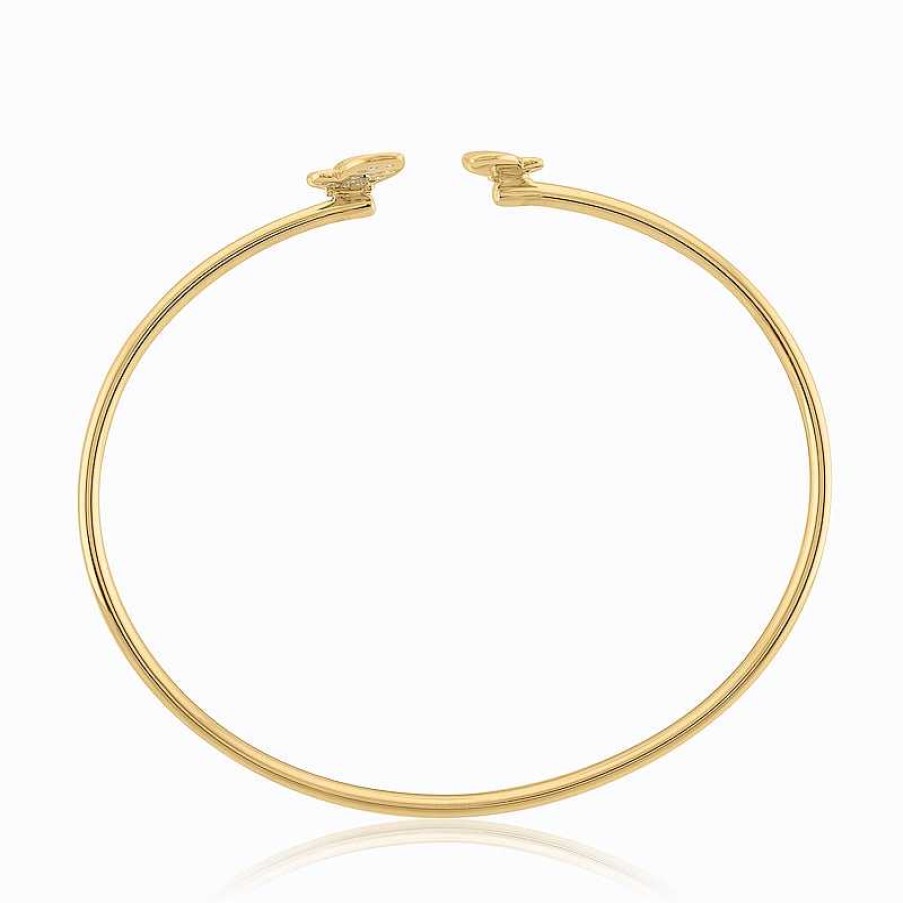 Bracelets Zales | 1/8 Ct. T.W. Diamond Butterflies Open Bangle In 10K Gold