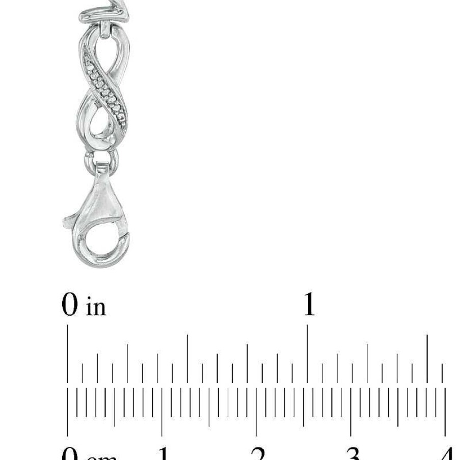 Bracelets Zales | Diamond Accent Alternating "Mom" Infinity Link Bracelet In Sterling Silver - 7.5"