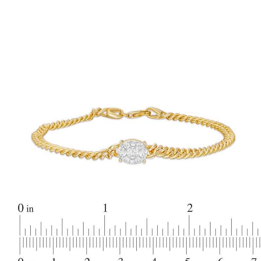 Bracelets Zales | 1/2 Ct. T.W. Oval-Shaped Multi-Diamond Bracelet In 10K Gold – 7.25"