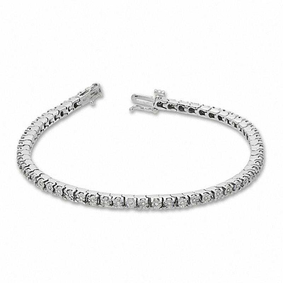 Bracelets Zales | 1/4 Ct. T.W. Diamond Illusion Tennis Bracelet In Sterling Silver