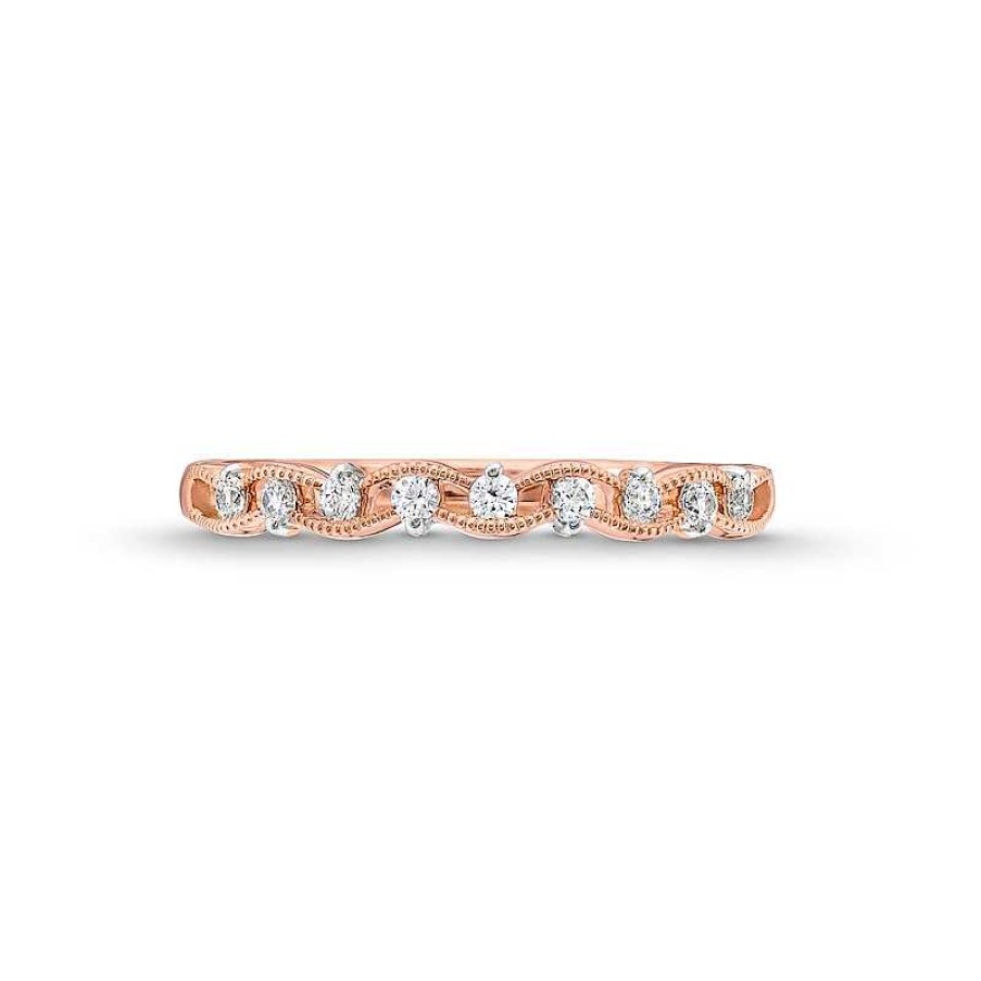 Rings Zales | 1/6 Ct. T.W. Diamond Open Shank Vintage-Style Band In 10K Rose Gold