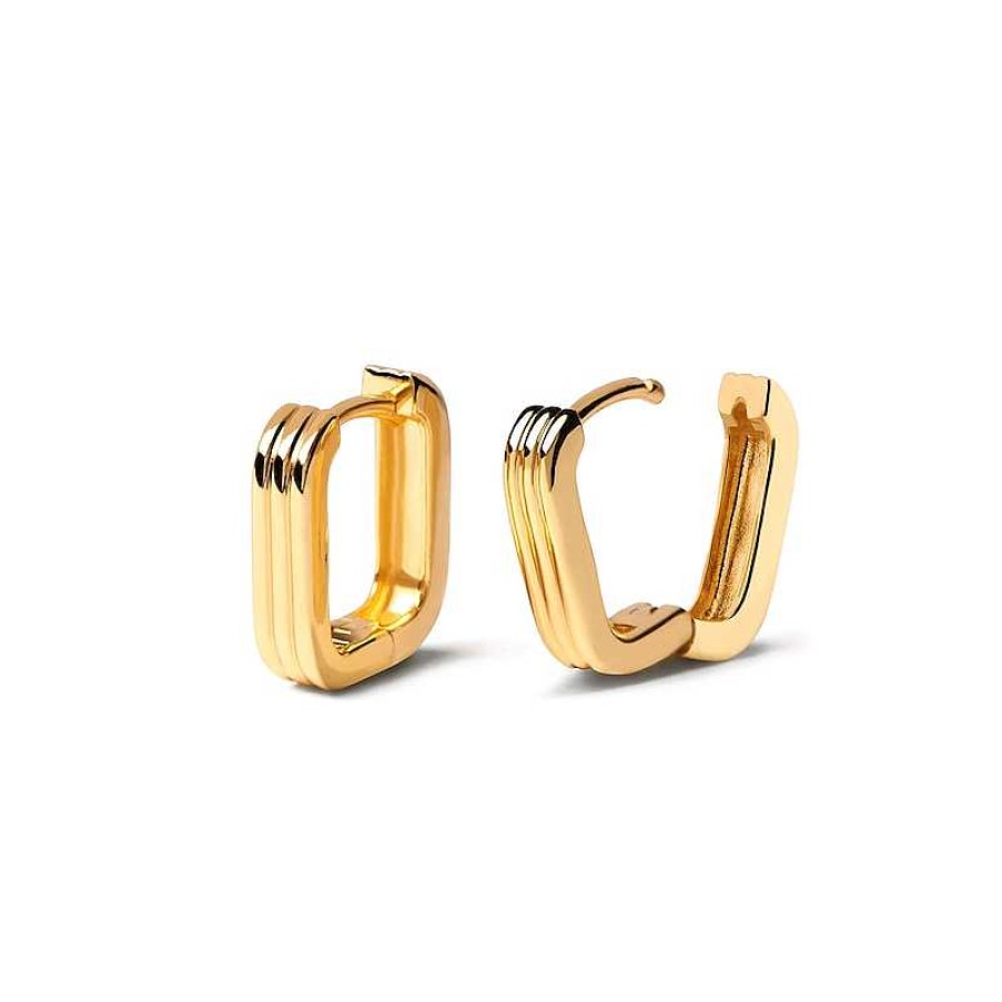 Earrings Zales | Pdpaola™ At Zales Ribbed U-Hoop Earrings In Sterling Silver With 18K Gold Plate