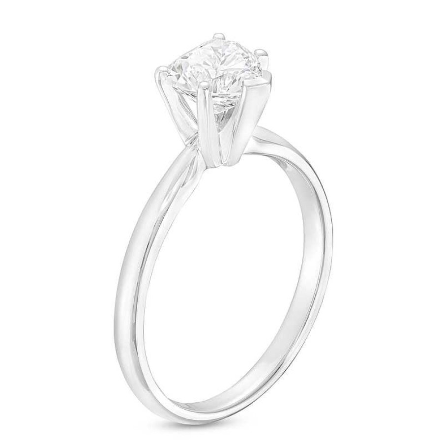 Rings Zales | 1 Ct. Certified Heart-Shaped Diamond Solitaire Ring In 14K White Gold (I/I2)