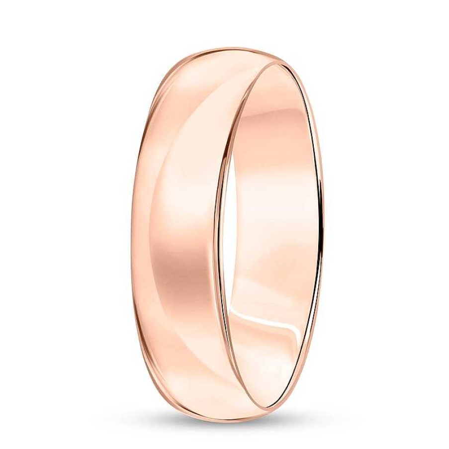 Rings Zales | Men'S 6.0Mm Engravable Low Dome Comfort-Fit Wedding Band In 14K Rose Gold (1 Line)