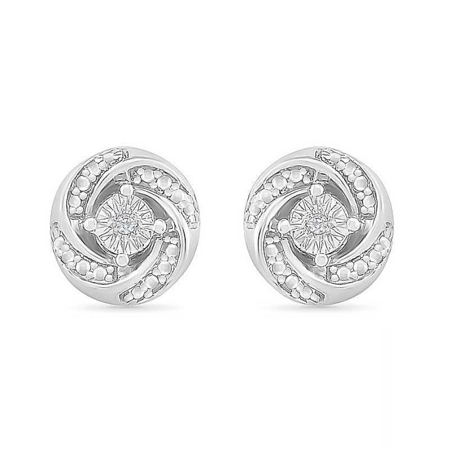 Earrings Zales | Diamond Accent Spiral Stud Earrings In Sterling Silver