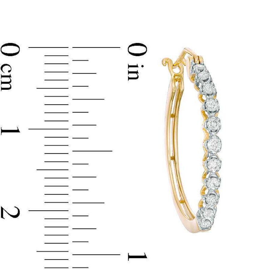 Earrings Zales | 1/2 Ct. T.W. Diamond Hoop Earrings In 10K Gold