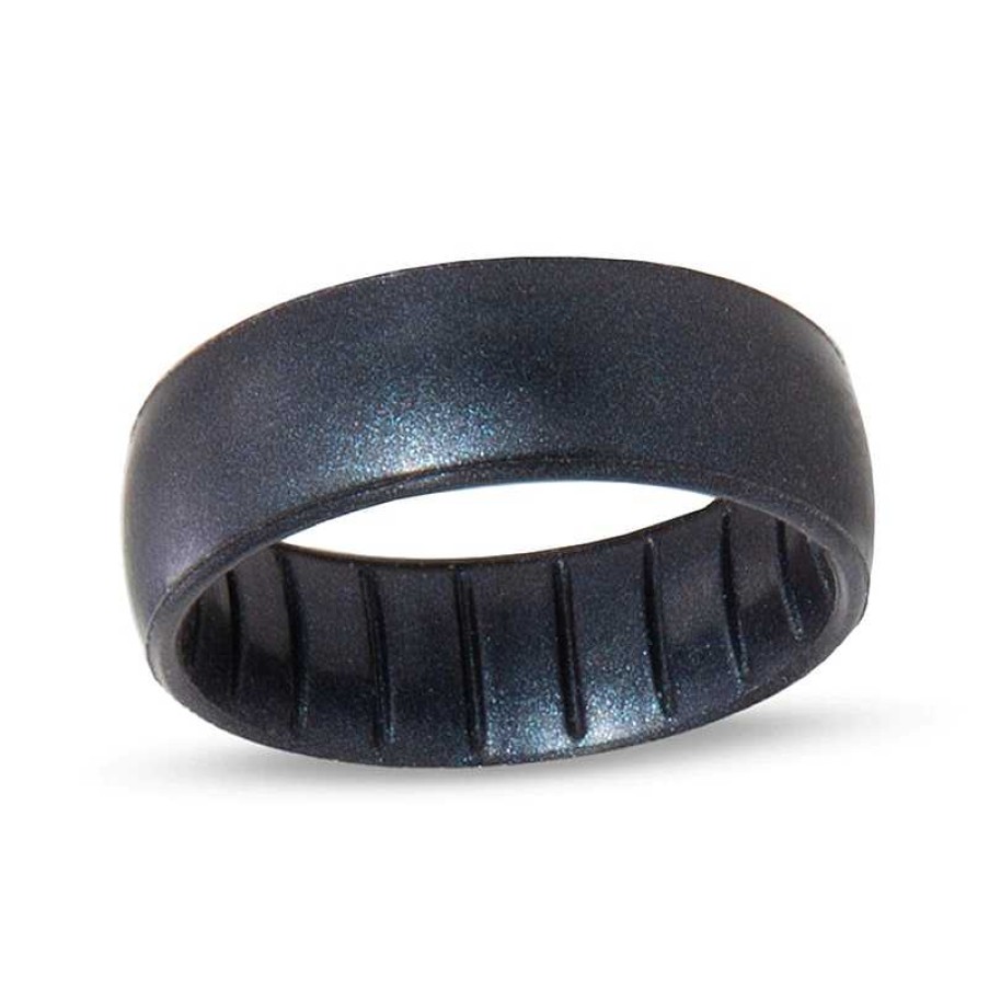 Rings Zales | Enso Rings Elements Collection - 6.6Mm Black Pearl Silicone Band