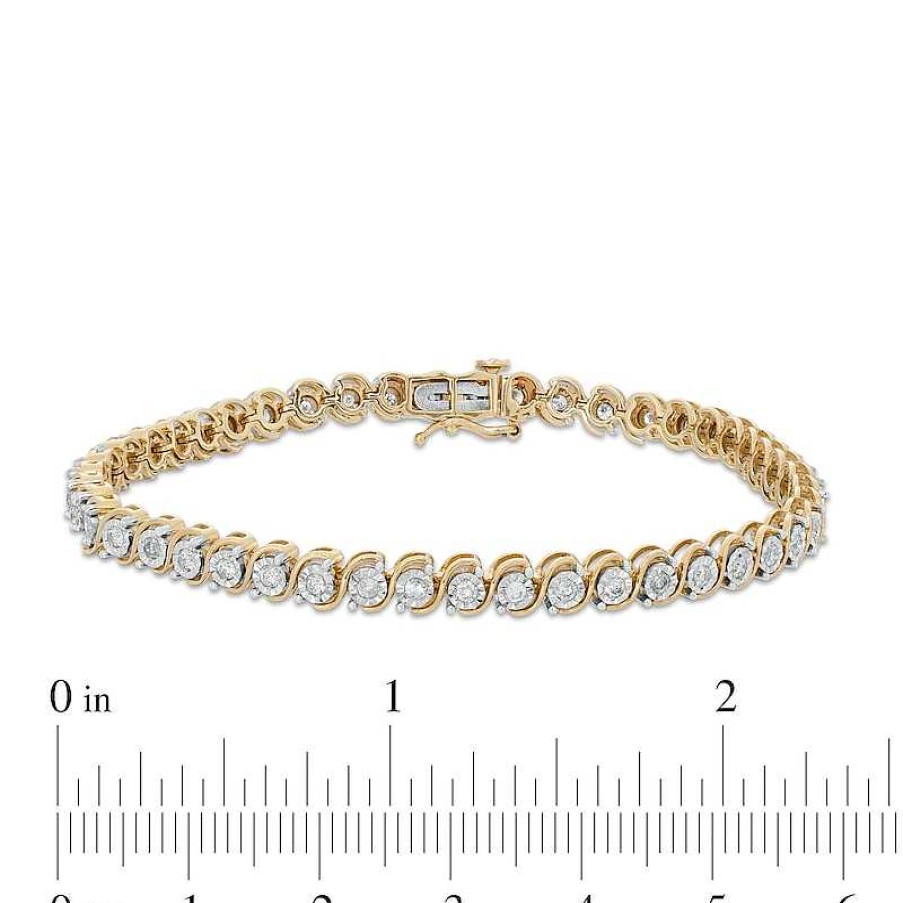 Bracelets Zales | 1/2 Ct. T.W. Diamond "S" Tennis Bracelet In 10K Two-Tone Gold