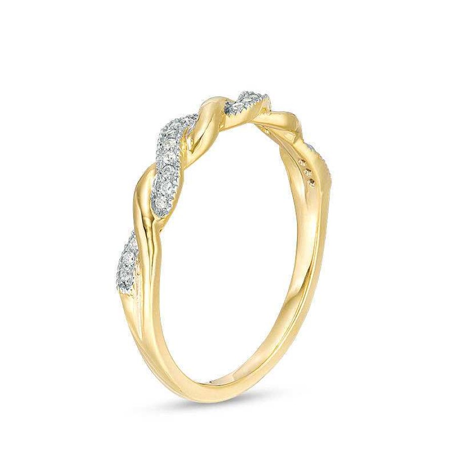 Rings Zales | 1/10 Ct. T.W. Diamond Twist Vintage-Style Band In 10K Gold