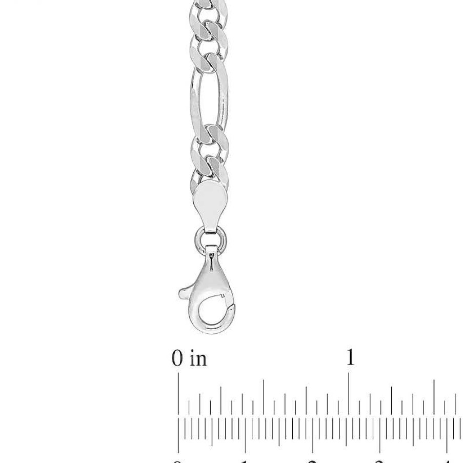 Bracelets Zales | 5.5Mm Figaro Chain Anklet In Sterling Silver - 9"