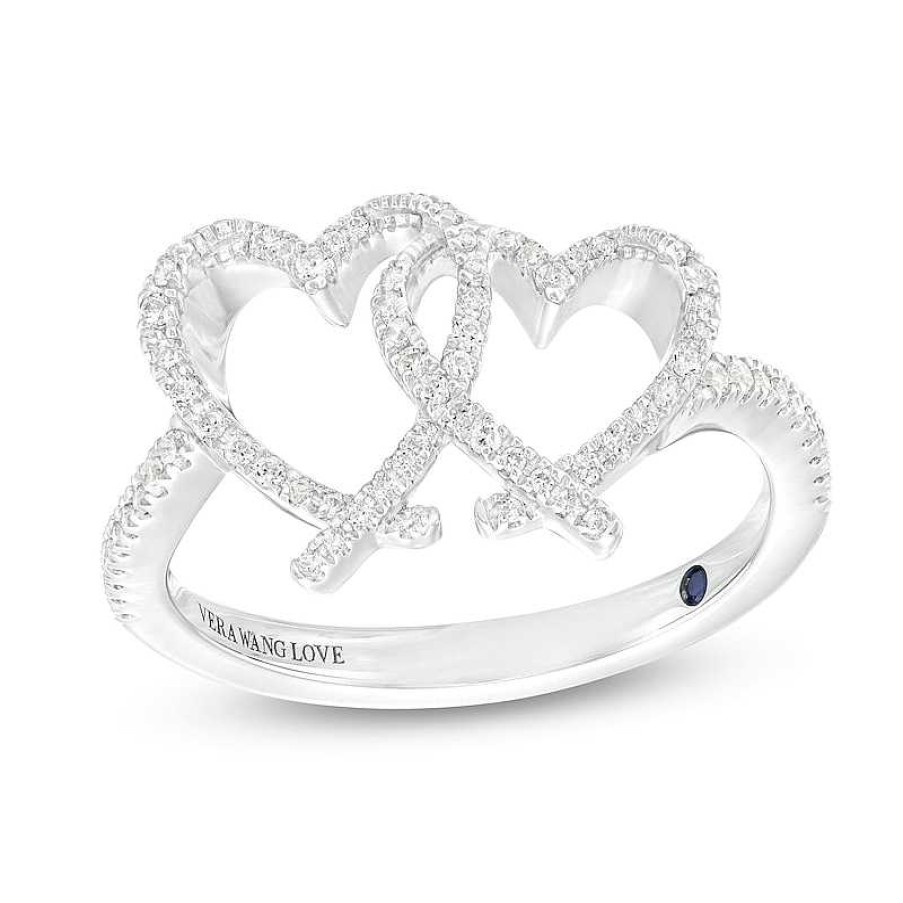 Rings Zales | The Kindred Heart From Vera Wang Love Collection 1/5 Ct. T.W. Diamond Interlocking Hearts Ring In Sterling Silver