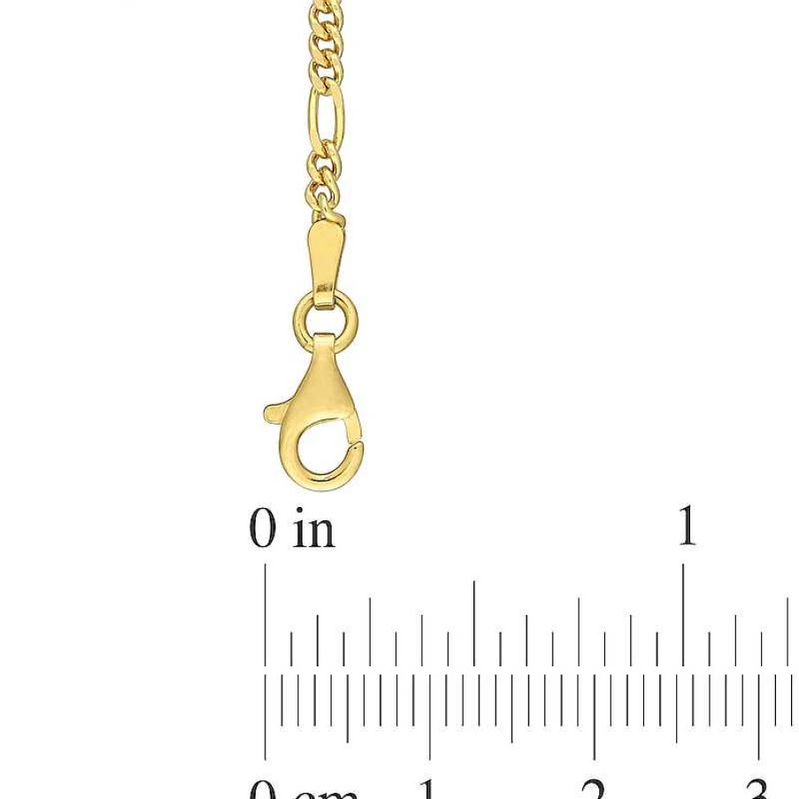 Bracelets Zales | 2.2Mm Figaro Chain Anklet In Sterling Silver With Gold-Tone Flash Plate - 9"