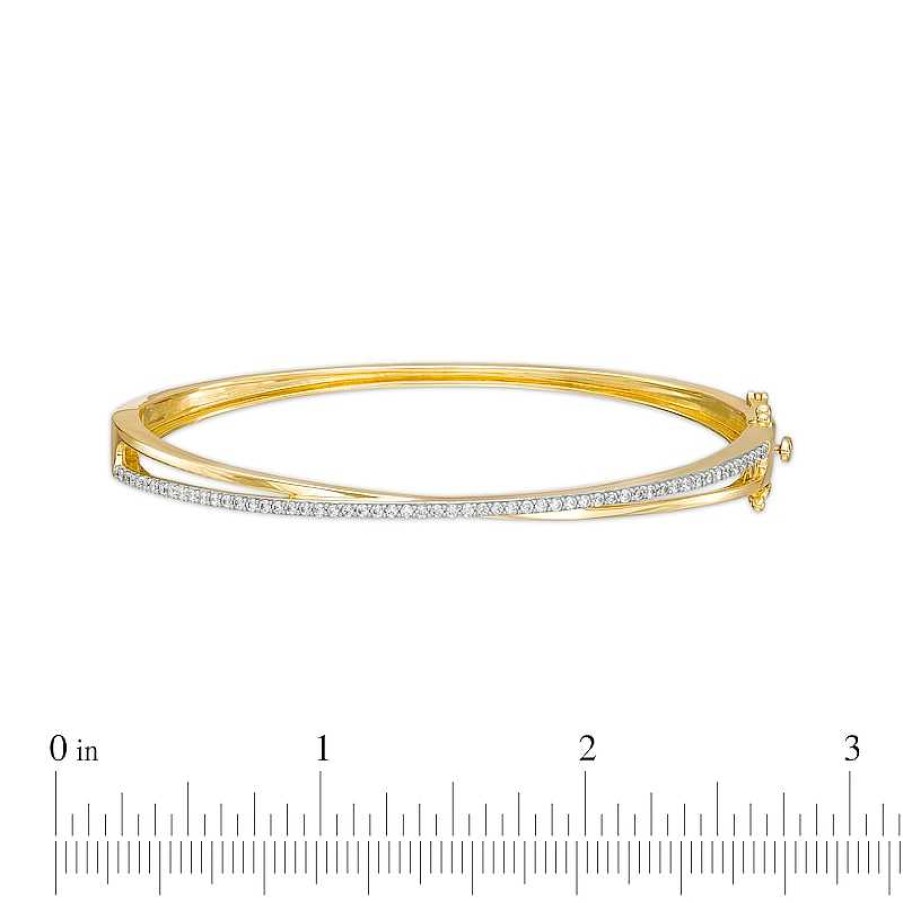 Bracelets Zales | 1/2 Ct. T.W. Diamond Crossover Bangle In 10K Gold