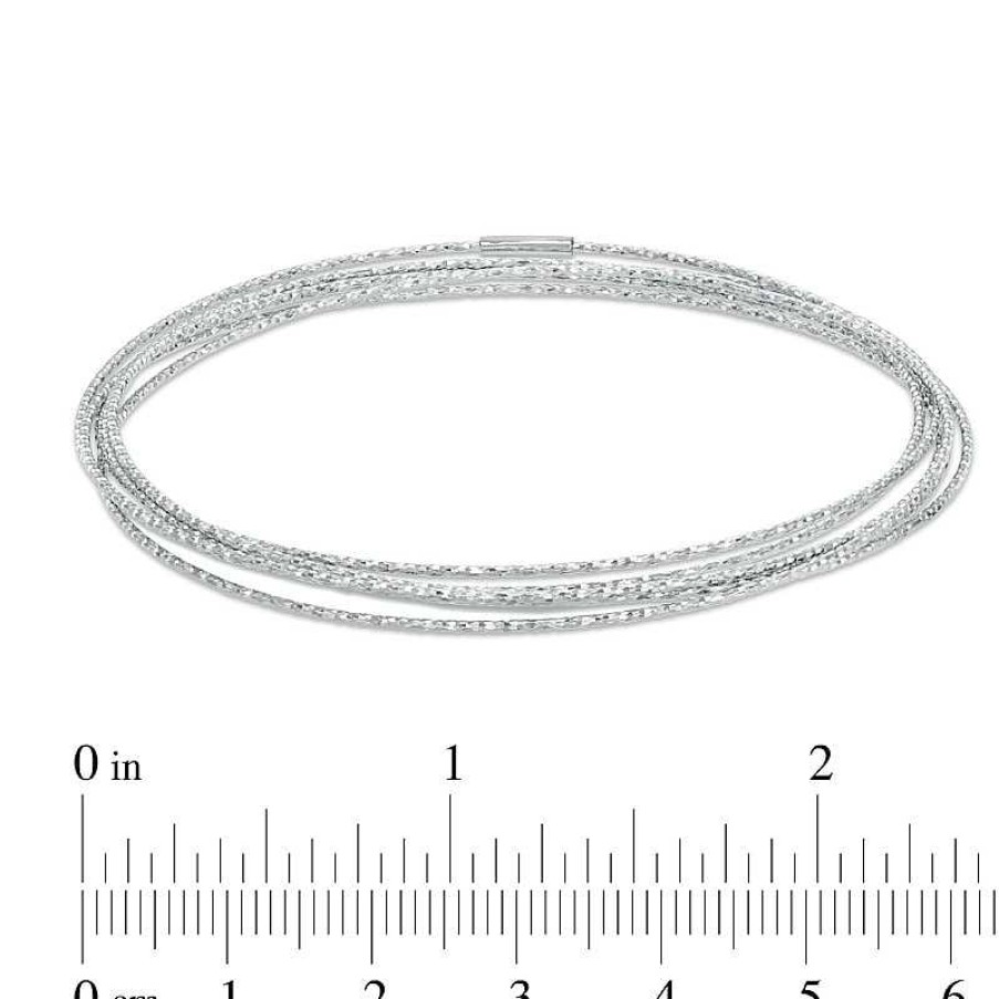 Bracelets Zales | Diamond-Cut Six Piece Stacked Bangle Set In Sterling Silver - 7.5"