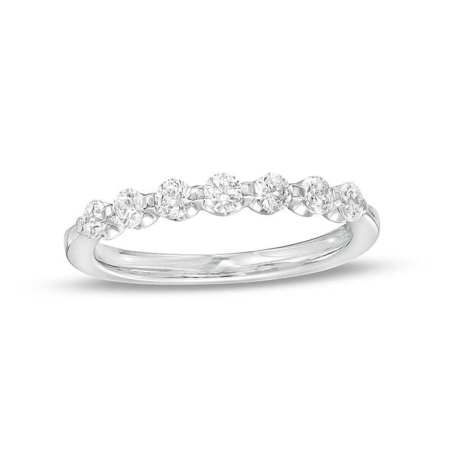 Rings Zales | 1/2 Ct. T.W. Diamond Seven Stone Anniversary Band In 14K White Gold