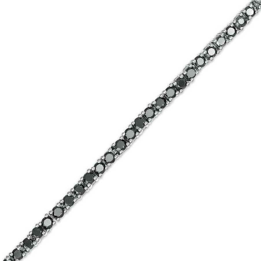 Bracelets Zales | 3 Ct. T.W. Black Diamond Tennis Bracelet In Sterling Silver - 7.5"