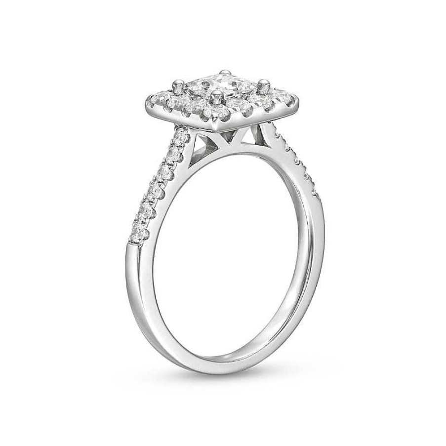 Rings Zales | 1-1/2 Ct. T.W. Princess-Cut Diamond Square Frame Engagement Ring In 14K White Gold (I/I2)