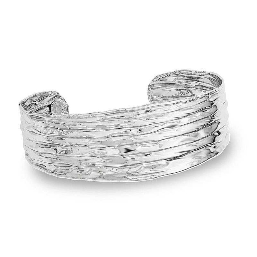 Bracelets Zales | 22.25Mm Ruffled Pattern Cuff In Sterling Silver