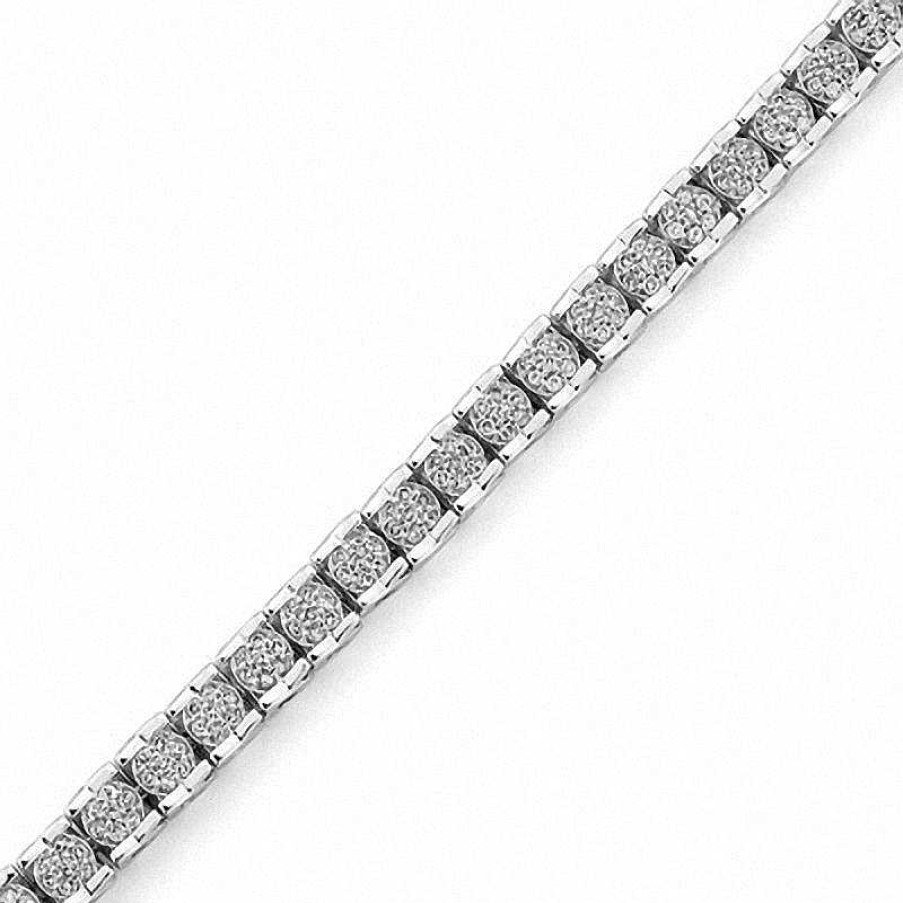 Bracelets Zales | 1 Ct. T.W. Diamond Cluster Tennis Bracelet In Sterling Silver (H-I/I2-I3)