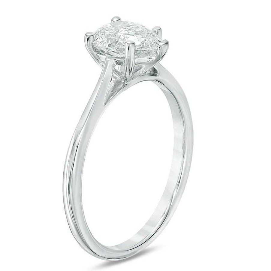 Rings Zales | 1 Ct. Certified Pear-Shaped Diamond Solitaire Engagement Ring In 14K White Gold (I/I2)