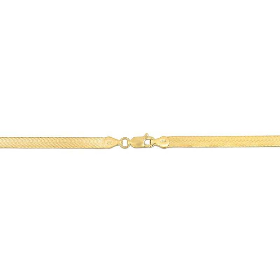 Bracelets Zales | 3.8Mm Herringbone Chain Bracelet In Hollow 14K Gold - 7.0"