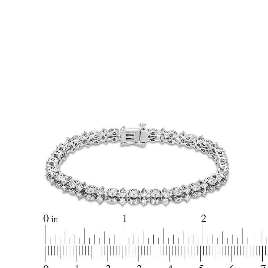 Bracelets Zales | Zales X Rocksbox 2-1/2 Ct. T.W. Lab-Created Diamond Two-Row Bracelet In 10K White Gold