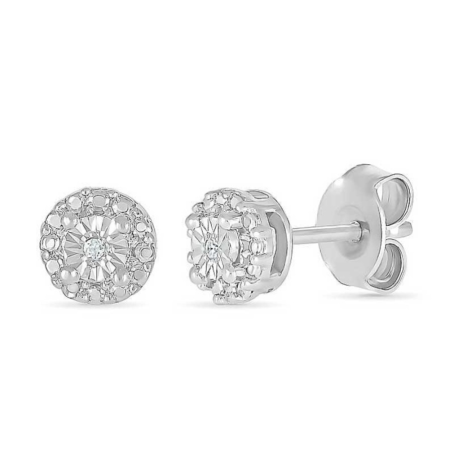 Earrings Zales | Diamond Accent Frame Stud Earrings In Sterling Silver