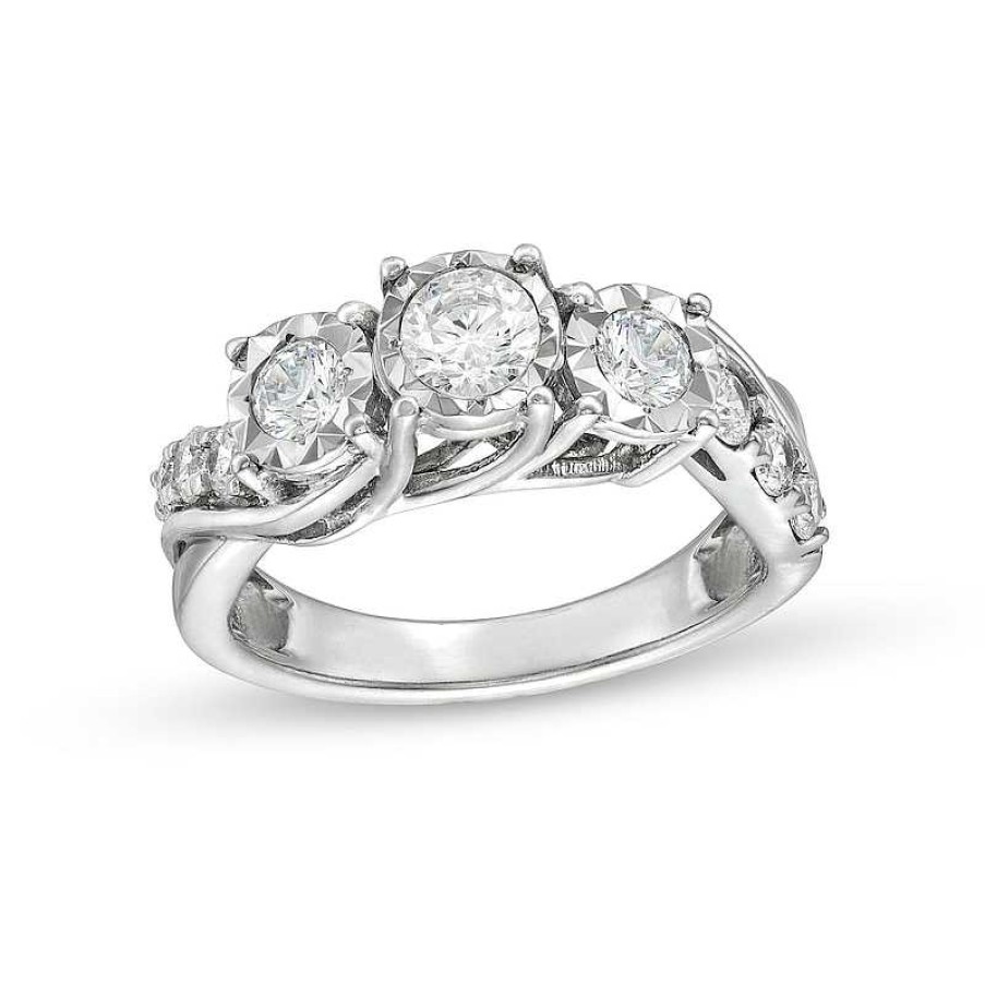 Rings Zales | 1 Ct. T.W. Diamond Past Present Future® Engagement Ring In 10K White Gold (I/I3)