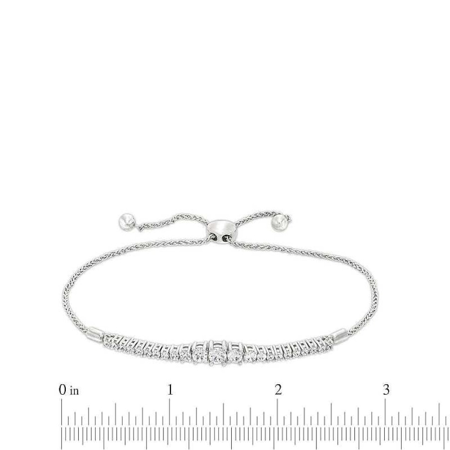 Diamond Accent Sideways Infinity Symbol Bolo Bracelet in Sterling Silver -  9.5