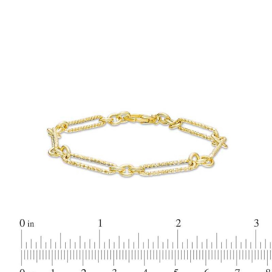 Bracelets Zales | Oro Diamante™ 5.0Mm Alternating Diamond-Cut Hollow Paper Clip And Rolo Chain Bracelet In 14K Gold – 7.25"