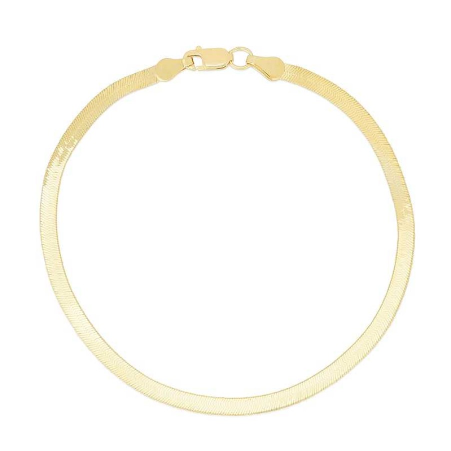 Bracelets Zales | 3.8Mm Herringbone Chain Bracelet In Hollow 14K Gold - 7.0"