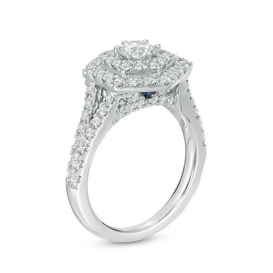 Rings Zales | Vera Wang Love Collection 1-5/8 Ct. T.W. Diamond Hexagon Double Frame Engagement Ring In 14K White Gold