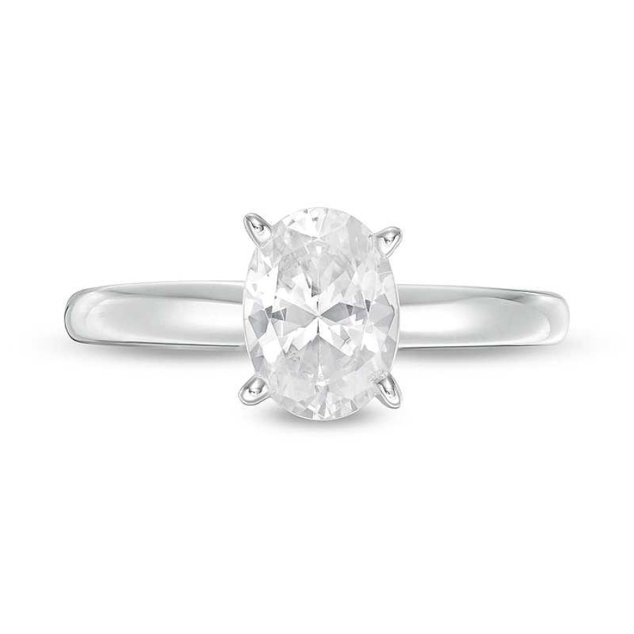 Rings Zales | 1 Ct. T.W. Certified Oval Diamond Solitaire Engagement Ring In 14K White Gold (I/I2)