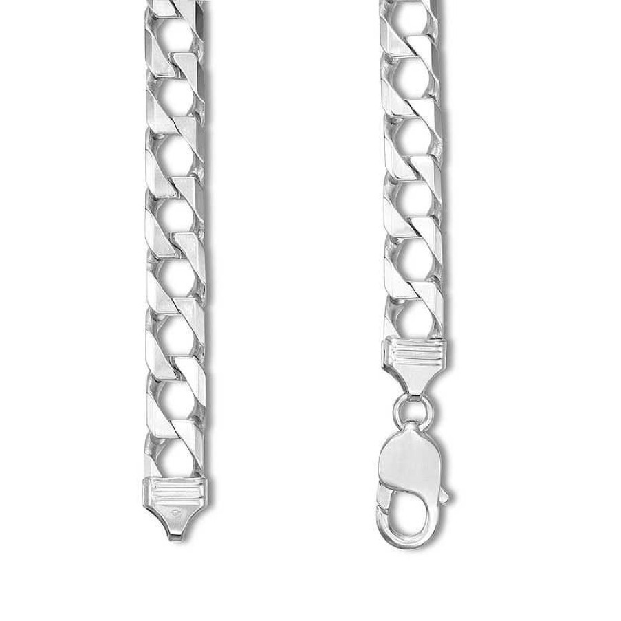 Bracelets Zales | 6.0Mm Diamond-Cut Solid Curb Chain Bracelet In Sterling Silver - 8.5"