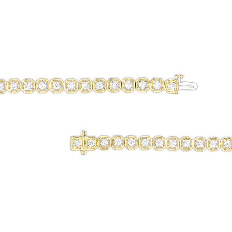 Bracelets Zales | 3 Ct. T.W. Diamond Geometric Frames Tennis Bracelet In 10K Gold