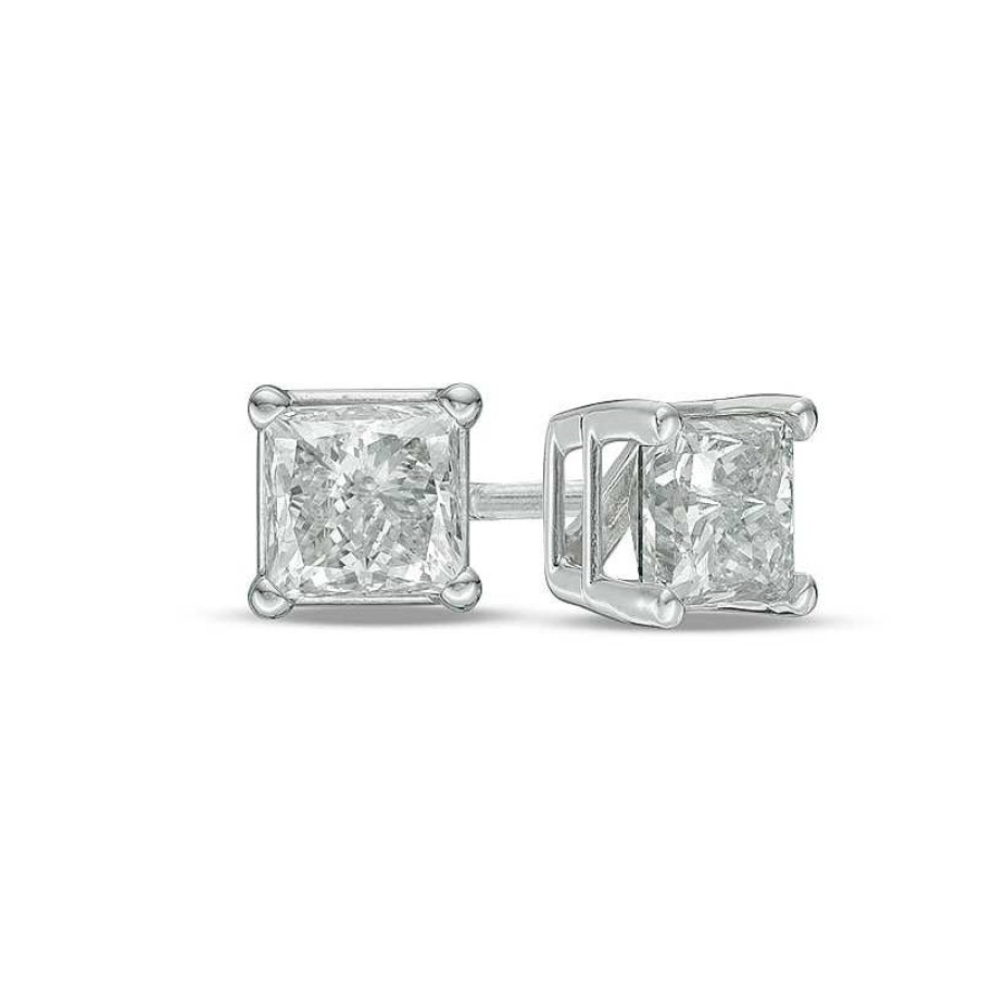 Earrings Zales | 1 Ct. T.W. Princess-Cut Diamond Solitaire Stud Earrings In 14K White Gold (J/I3)