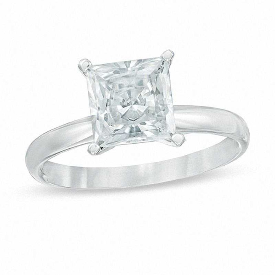 Rings Zales | 2 Ct. Certified Princess-Cut Diamond Solitaire Engagement Ring In 14K White Gold (I/I2)