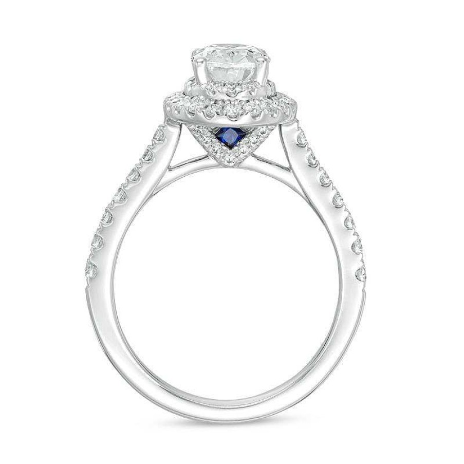 Rings Zales | Vera Wang Love Collection 1-5/8 Ct. T.W. Certified Oval Diamond Frame Engagement Ring In 14K White Gold (I/Si2)